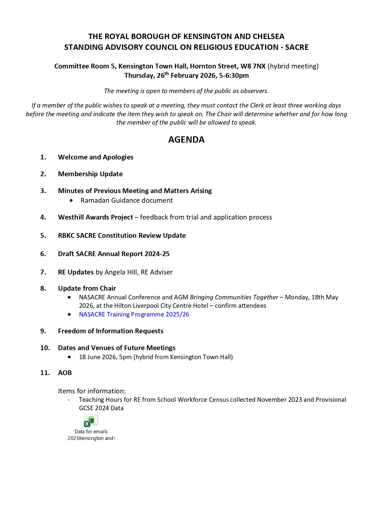 SACRE Minutes Thursday 26 February 2026