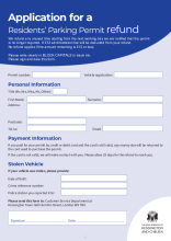 Residents' parking permit refund form