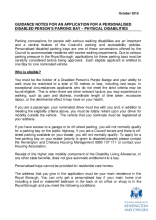 Guidance and application form for a Personalised Disabled Persons Parking Bay