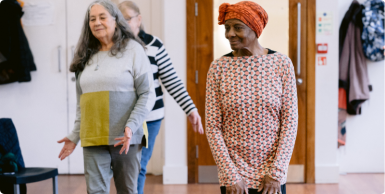 Residents taking part in a movement class