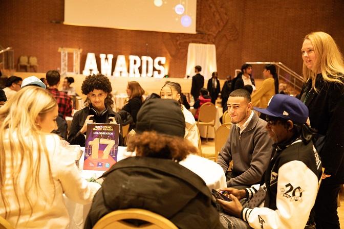 A group of people at the young leaders awards